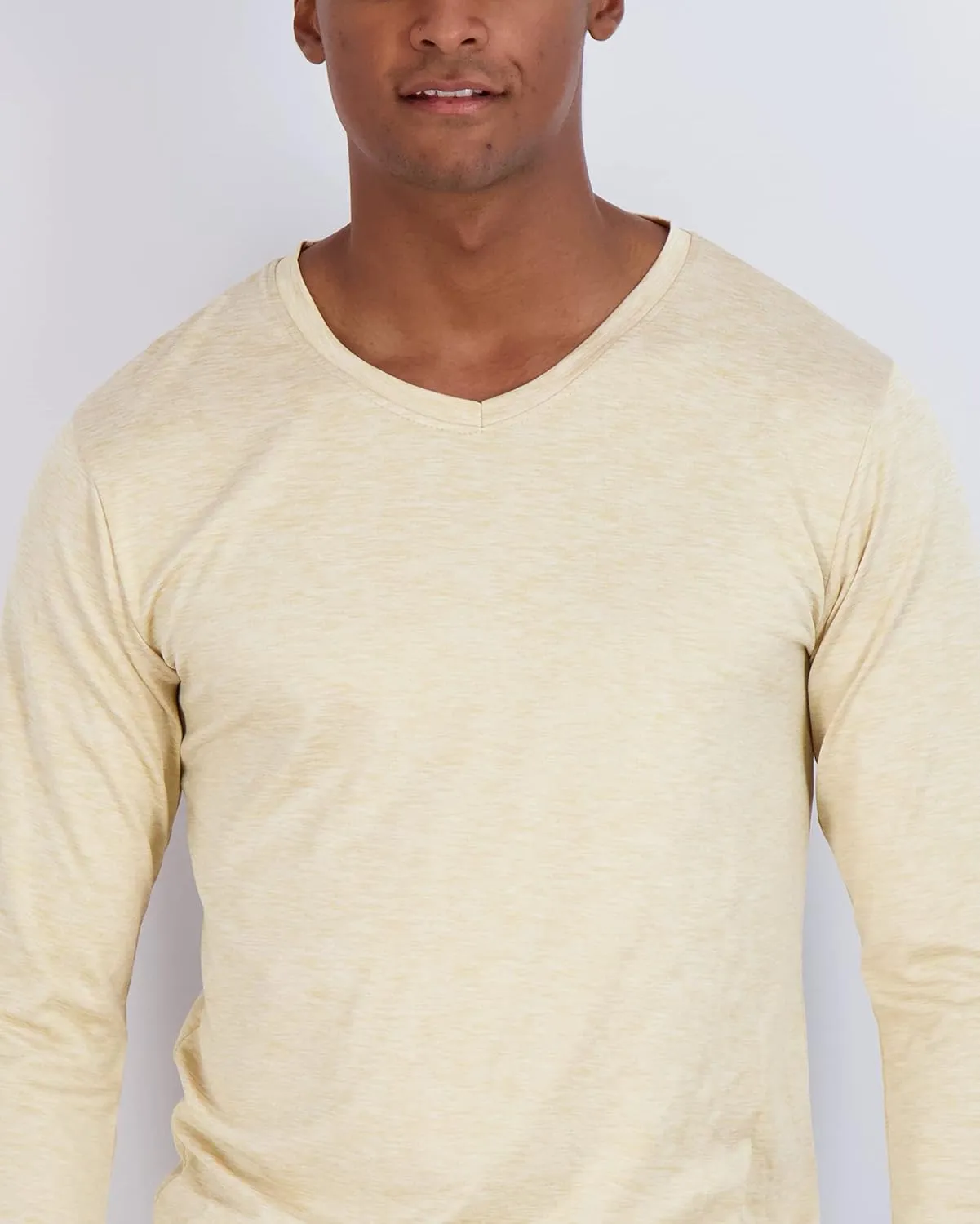 Real Essentials 4 Pack: Men's Dry Fit Long Sleeve V-Neck Active T-Shirt - Athletic Outdoor UPF 50  (Available in Big & Tall)