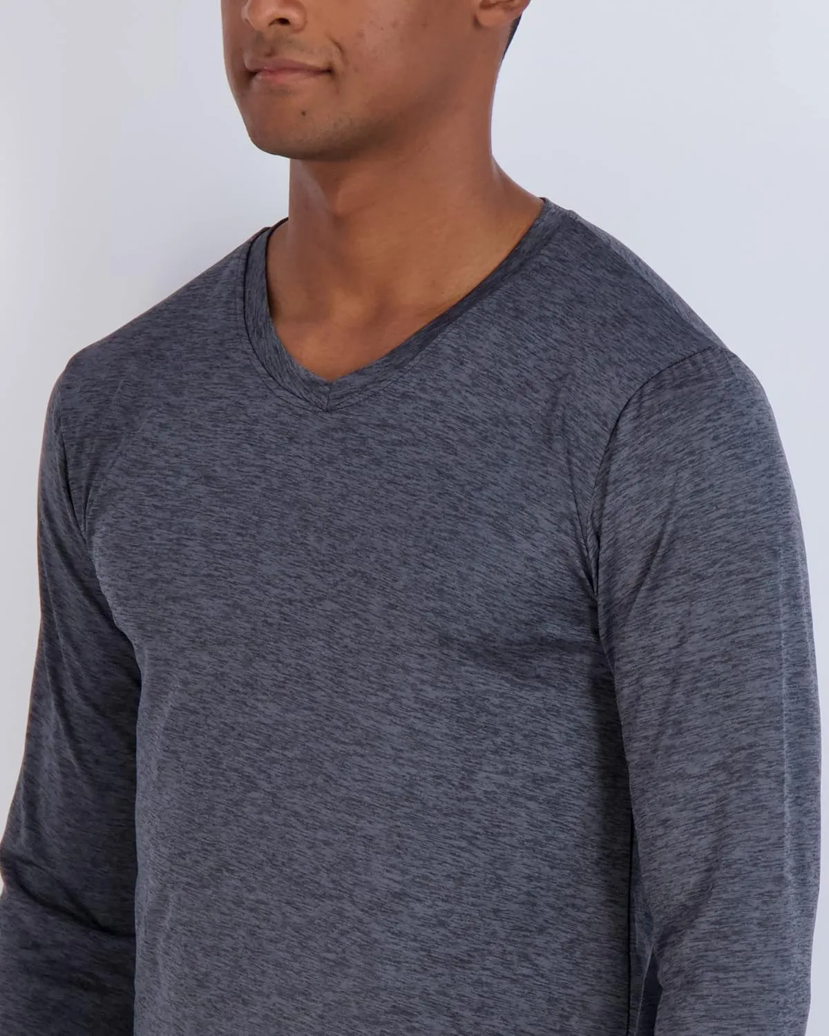 Real Essentials 4 Pack: Men's Dry Fit Long Sleeve V-Neck Active T-Shirt - Athletic Outdoor UPF 50  (Available in Big & Tall)