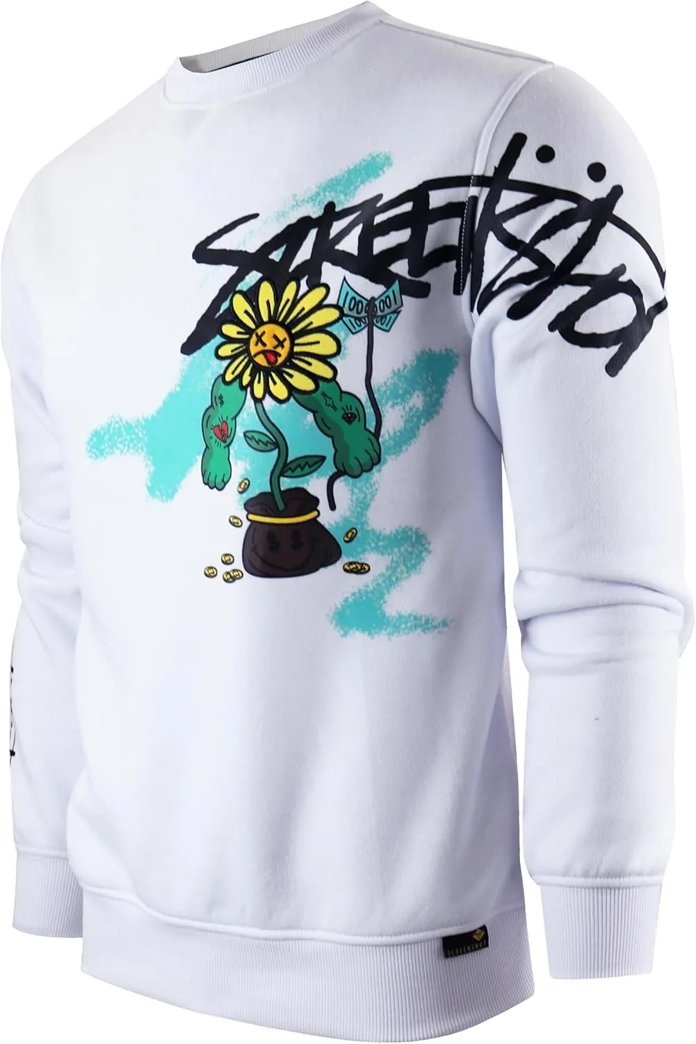 SCREENSHOT CREWNECK 3202 Mens Urban Streetwear NYC Graffiti Hip Hop Fleece Pullover Active Fashion Crew Neck Sweatshirt Top