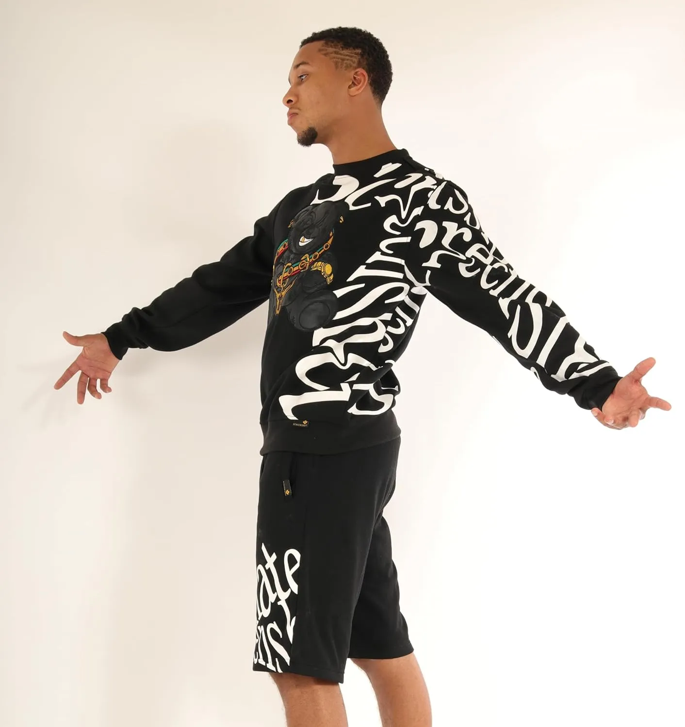 SCREENSHOT CREWNECK 3202 Mens Urban Streetwear NYC Graffiti Hip Hop Fleece Pullover Active Fashion Crew Neck Sweatshirt Top