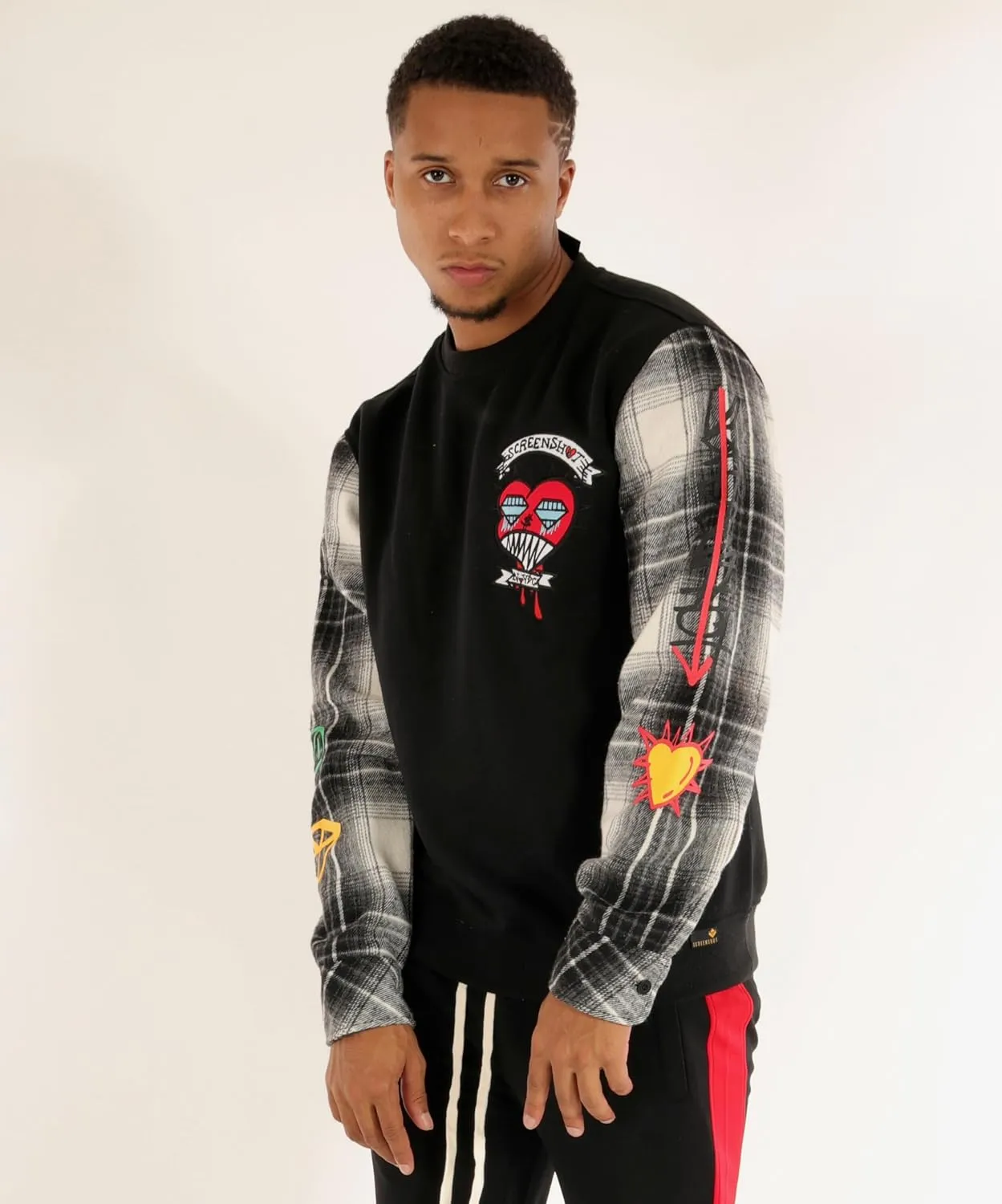 SCREENSHOT CREWNECK 3202 Mens Urban Streetwear NYC Graffiti Hip Hop Fleece Pullover Active Fashion Crew Neck Sweatshirt Top