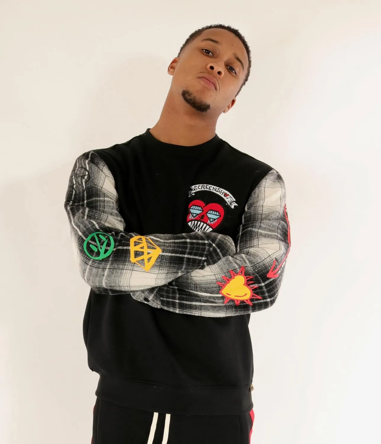 SCREENSHOT CREWNECK 3202 Mens Urban Streetwear NYC Graffiti Hip Hop Fleece Pullover Active Fashion Crew Neck Sweatshirt Top