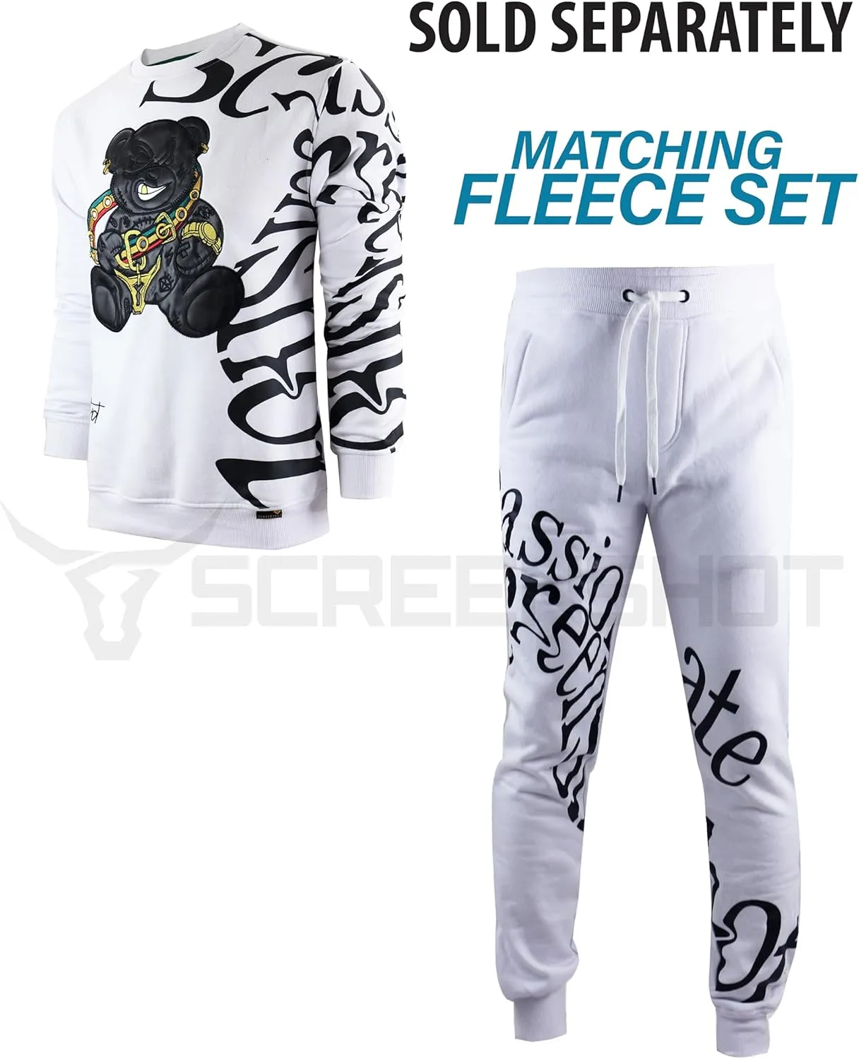 SCREENSHOT CREWNECK 3202 Mens Urban Streetwear NYC Graffiti Hip Hop Fleece Pullover Active Fashion Crew Neck Sweatshirt Top