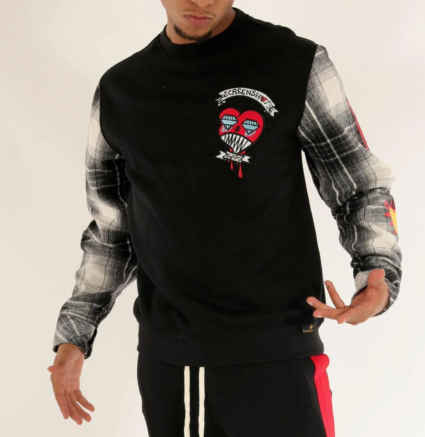 SCREENSHOT CREWNECK 3202 Mens Urban Streetwear NYC Graffiti Hip Hop Fleece Pullover Active Fashion Crew Neck Sweatshirt Top