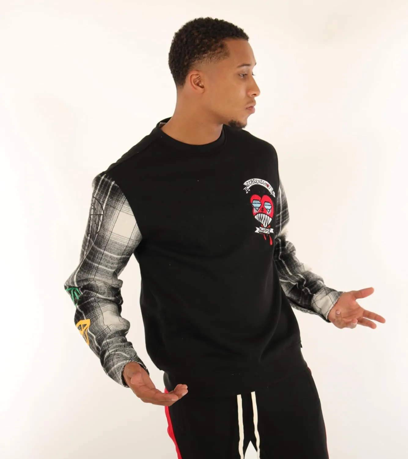 SCREENSHOT CREWNECK 3202 Mens Urban Streetwear NYC Graffiti Hip Hop Fleece Pullover Active Fashion Crew Neck Sweatshirt Top