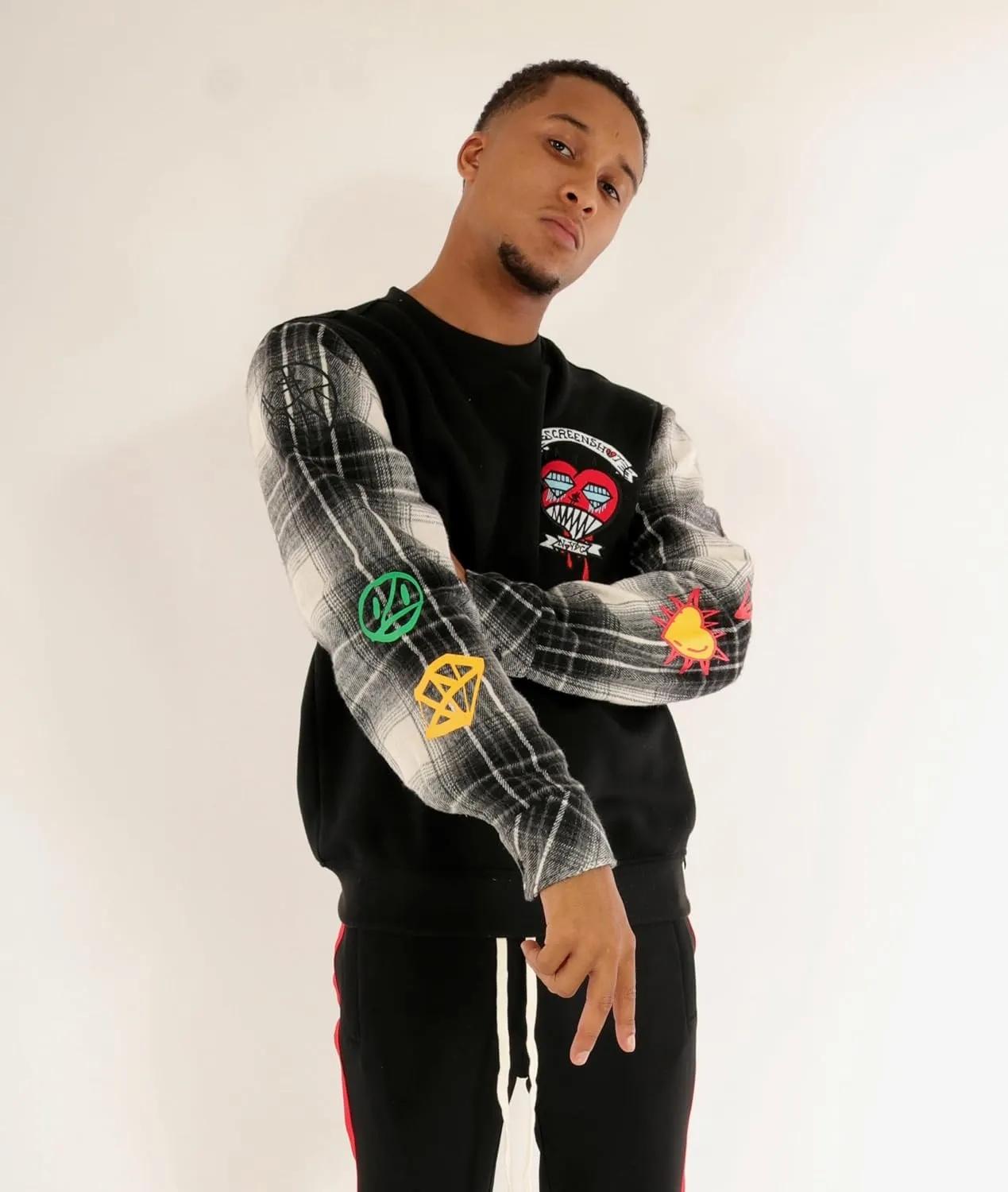 SCREENSHOT CREWNECK 3202 Mens Urban Streetwear NYC Graffiti Hip Hop Fleece Pullover Active Fashion Crew Neck Sweatshirt Top