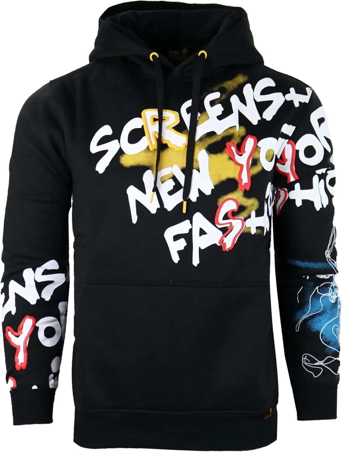 SCREENSHOT-FLEECE HOODIE 4202 Mens Urban Streetwear NYC Graffiti Embroidery Patch Fleece Pullover Sweatshirt Hoodie
