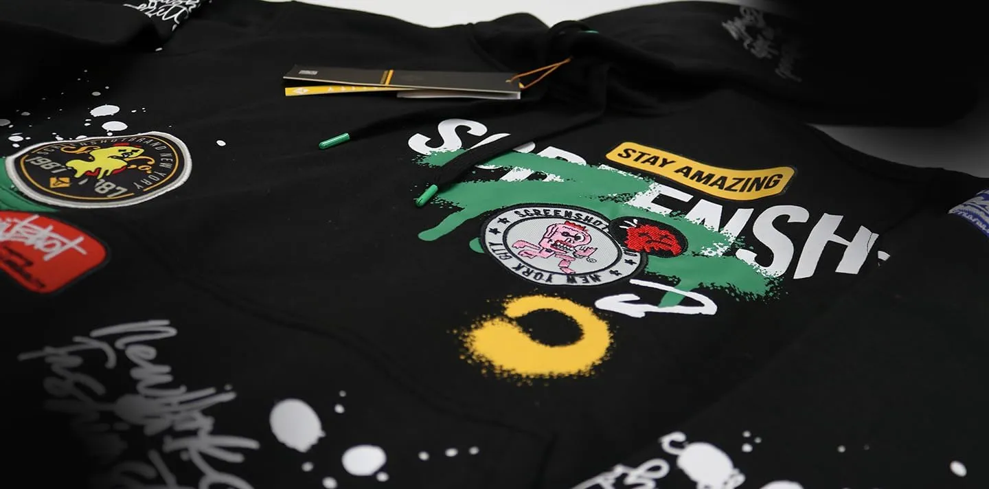 SCREENSHOT-FLEECE HOODIE 4202 Mens Urban Streetwear NYC Graffiti Embroidery Patch Fleece Pullover Sweatshirt Hoodie