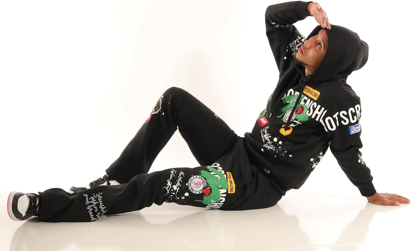 SCREENSHOT-FLEECE HOODIE 4202 Mens Urban Streetwear NYC Graffiti Embroidery Patch Fleece Pullover Sweatshirt Hoodie
