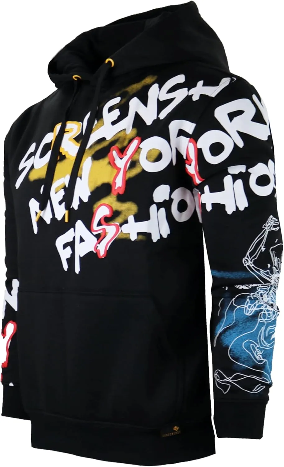 SCREENSHOT-FLEECE HOODIE 4202 Mens Urban Streetwear NYC Graffiti Embroidery Patch Fleece Pullover Sweatshirt Hoodie