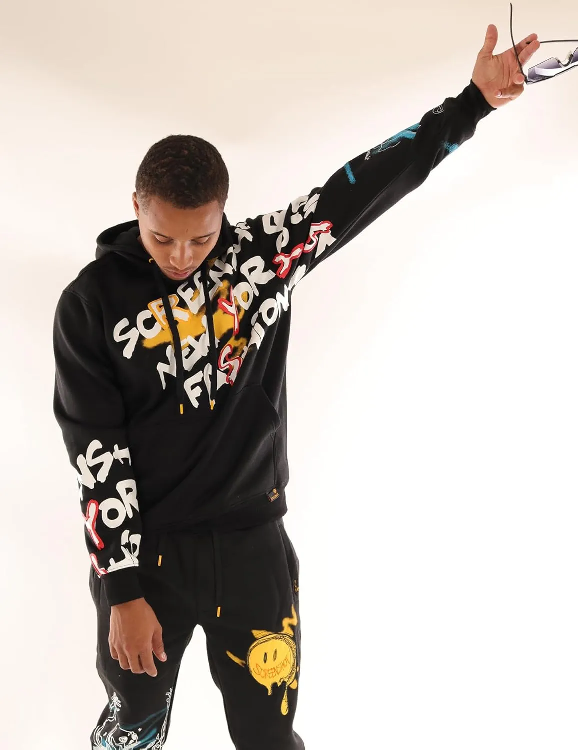 SCREENSHOT-FLEECE HOODIE 4202 Mens Urban Streetwear NYC Graffiti Embroidery Patch Fleece Pullover Sweatshirt Hoodie