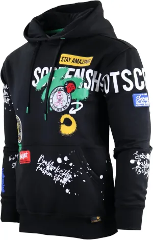 SCREENSHOT-FLEECE HOODIE 4202 Mens Urban Streetwear NYC Graffiti Embroidery Patch Fleece Pullover Sweatshirt Hoodie