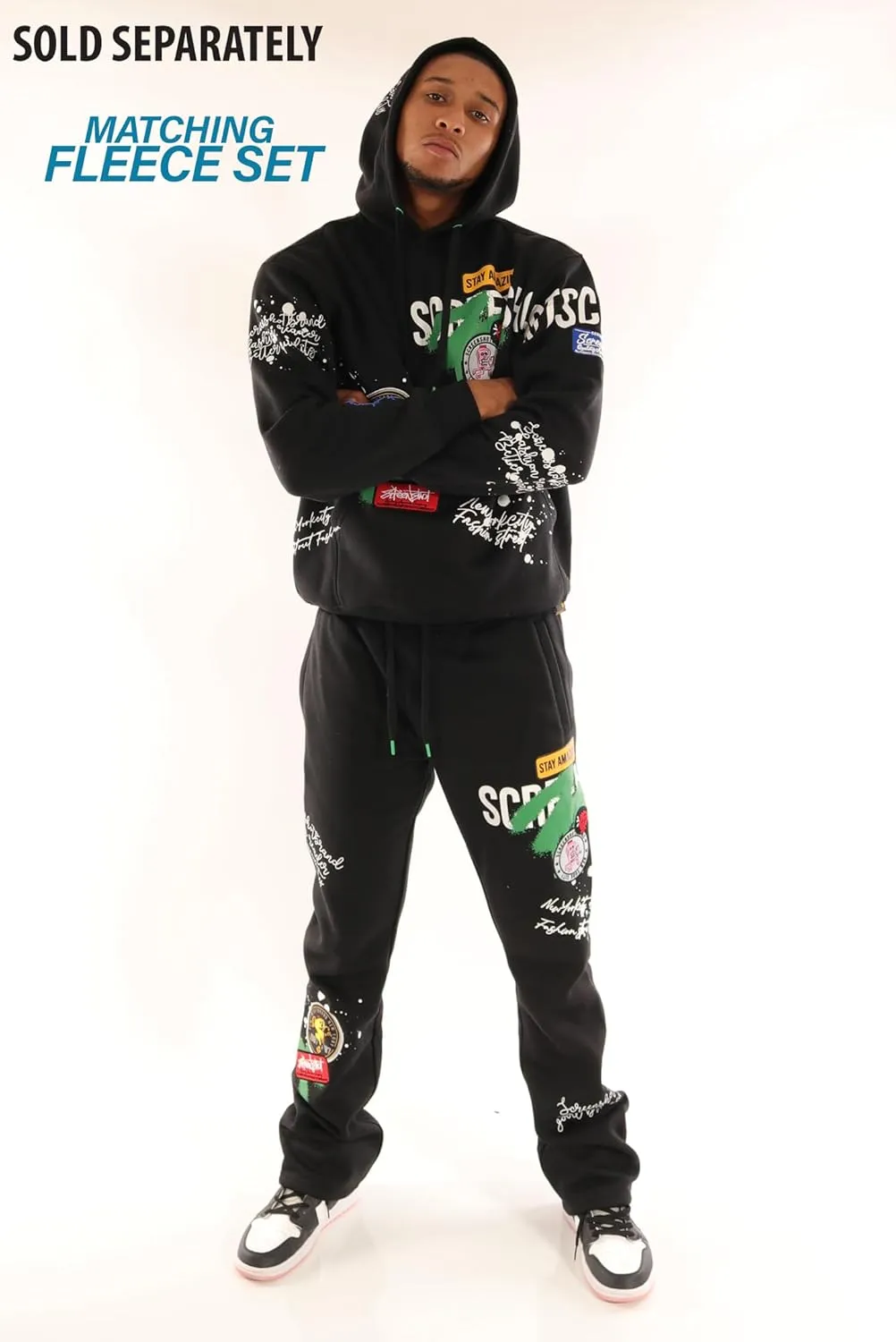 SCREENSHOT-FLEECE HOODIE 4202 Mens Urban Streetwear NYC Graffiti Embroidery Patch Fleece Pullover Sweatshirt Hoodie