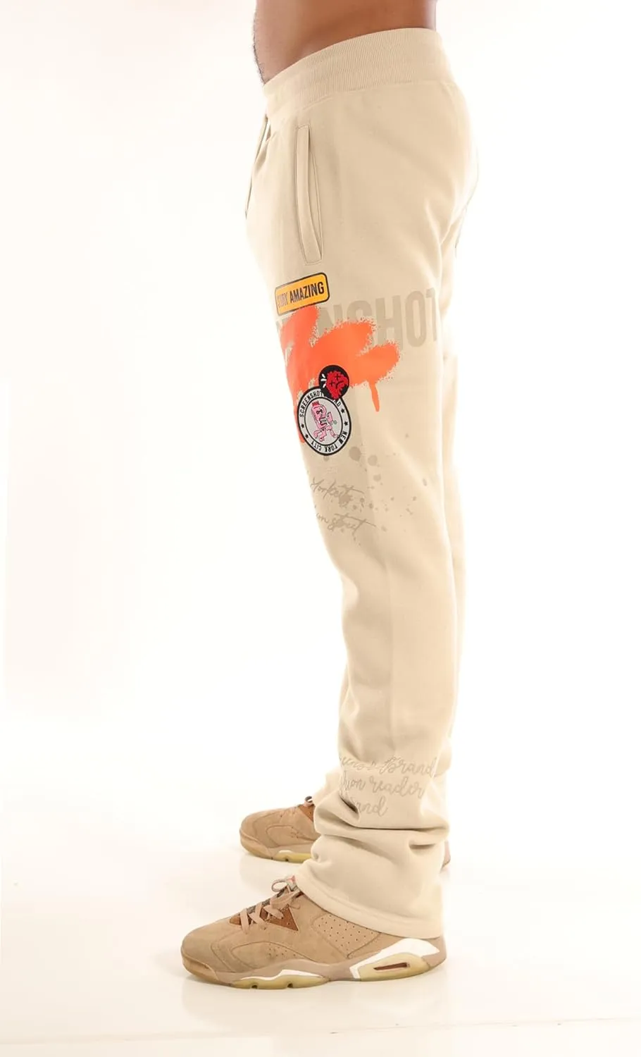 SCREENSHOT-Fleece Pants 4202 Mens Streetwear Urban Fit Fleece Pants - Stacked Fit Fashion Sweatpants Ribbed Wasteband