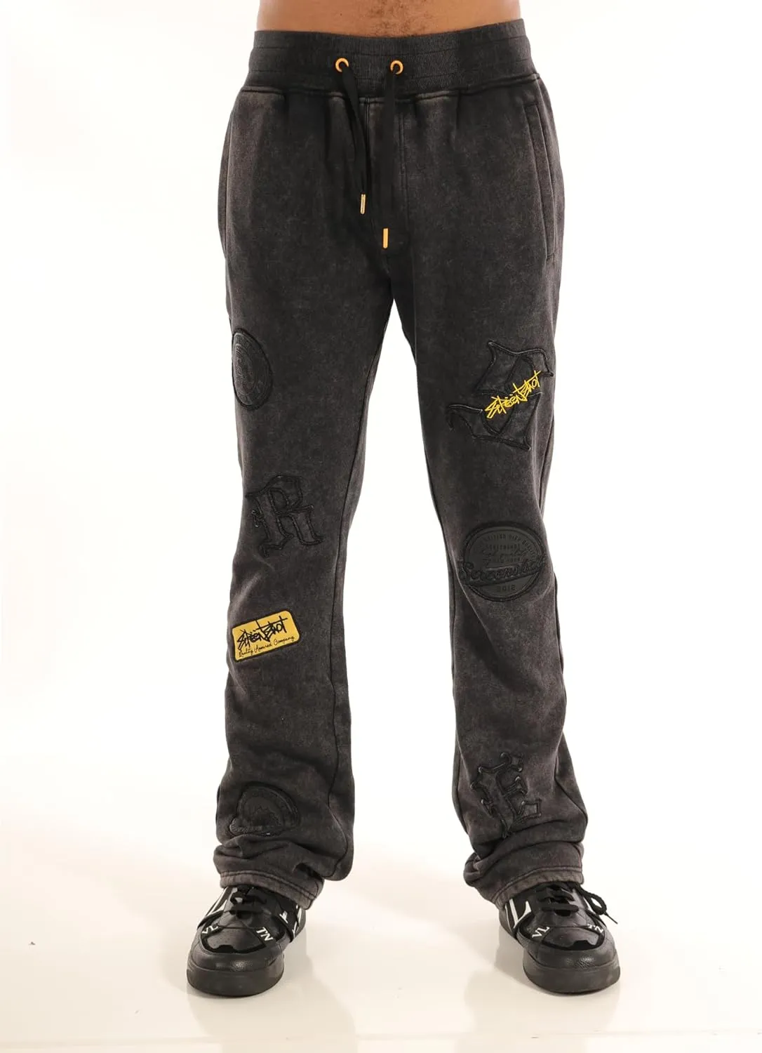 SCREENSHOT-Fleece Pants 4202 Mens Streetwear Urban Fit Fleece Pants - Stacked Fit Fashion Sweatpants Ribbed Wasteband