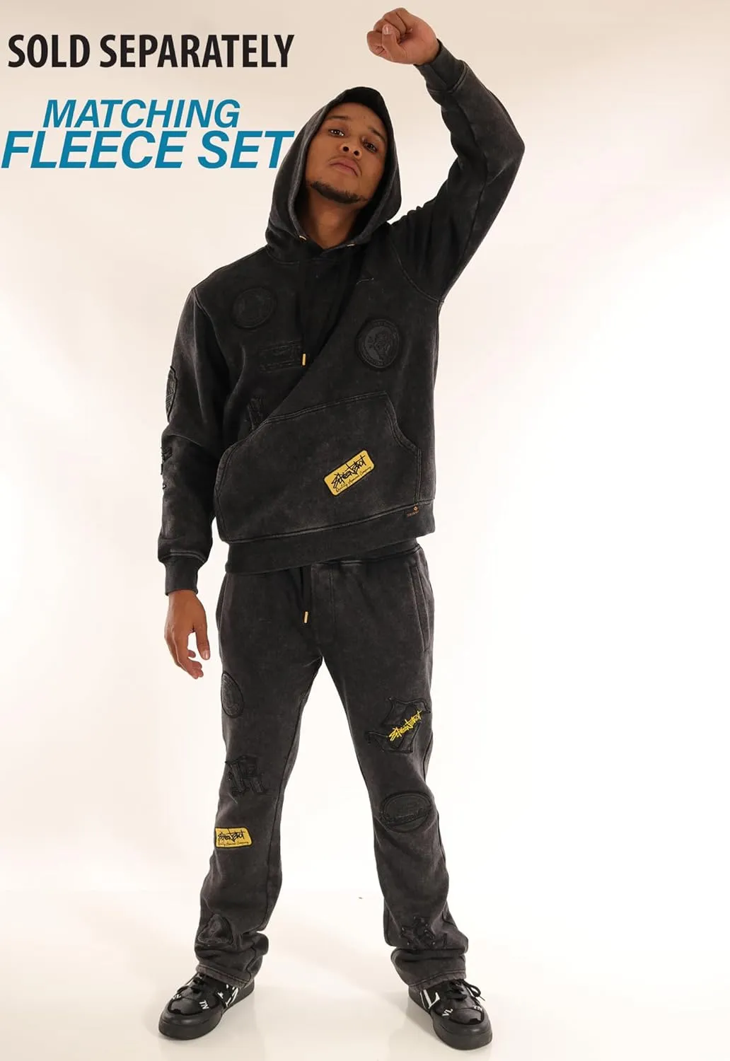 SCREENSHOT-Fleece Pants 4202 Mens Streetwear Urban Fit Fleece Pants - Stacked Fit Fashion Sweatpants Ribbed Wasteband