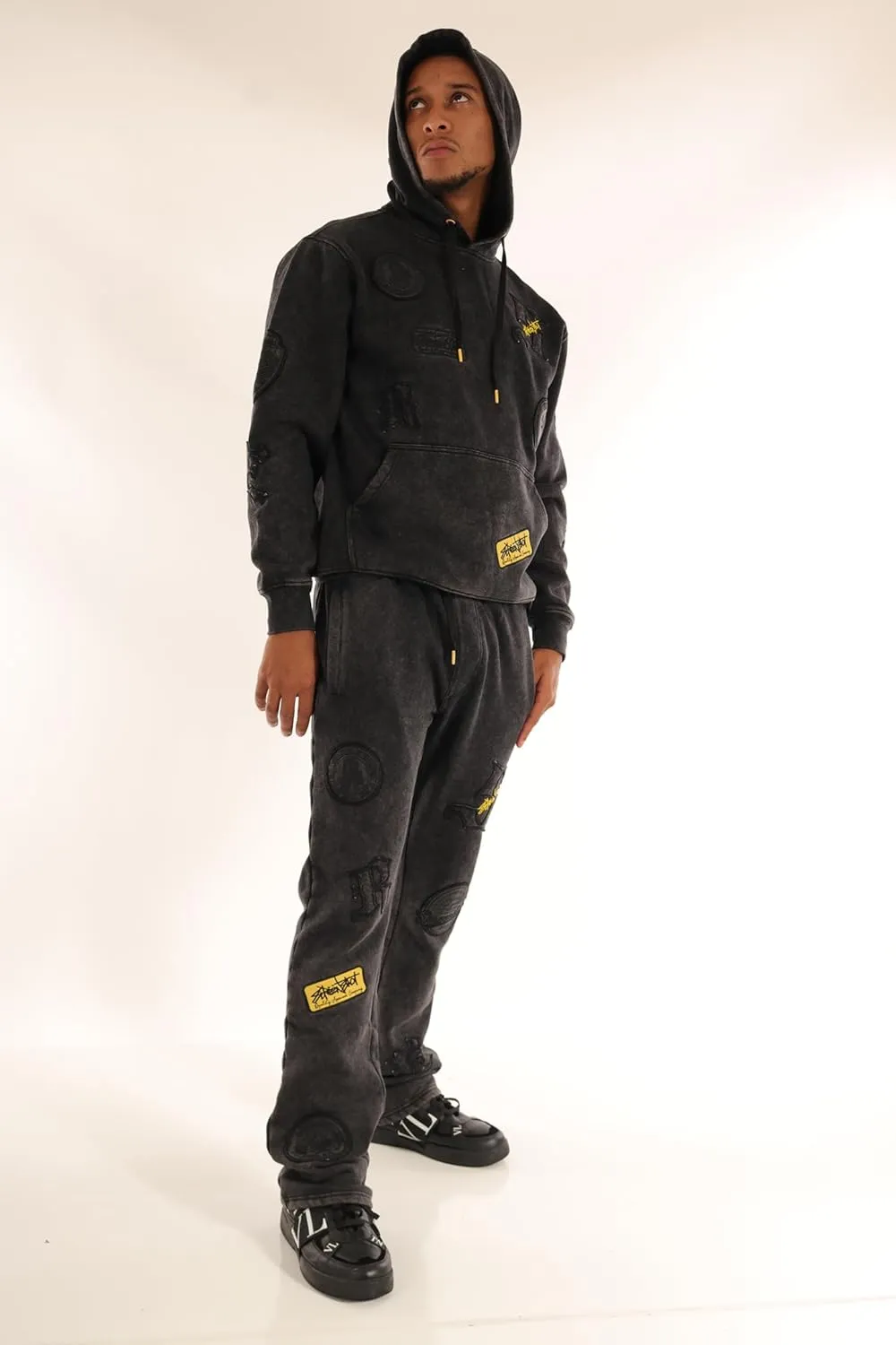 SCREENSHOT-Fleece Pants 4202 Mens Streetwear Urban Fit Fleece Pants - Stacked Fit Fashion Sweatpants Ribbed Wasteband