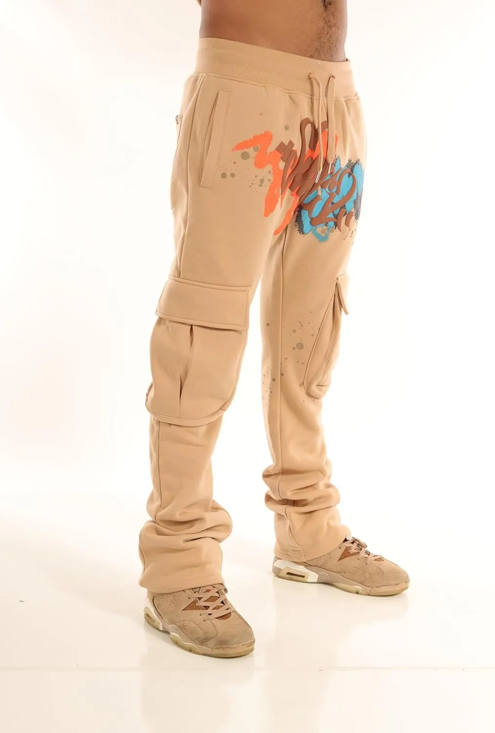 SCREENSHOT-Fleece Pants 4202 Mens Streetwear Urban Fit Fleece Pants - Stacked Fit Fashion Sweatpants Ribbed Wasteband