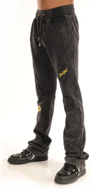 SCREENSHOT-Fleece Pants 4202 Mens Streetwear Urban Fit Fleece Pants - Stacked Fit Fashion Sweatpants Ribbed Wasteband