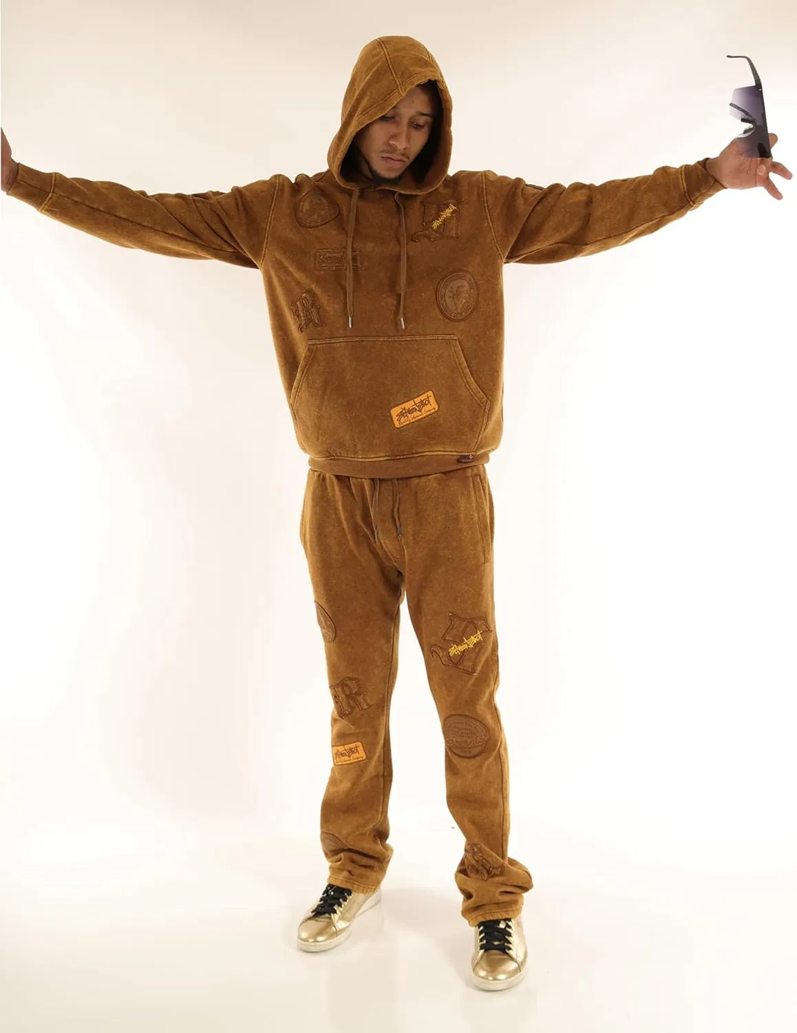 SCREENSHOT-Fleece Pants 4202 Mens Streetwear Urban Fit Fleece Pants - Stacked Fit Fashion Sweatpants Ribbed Wasteband