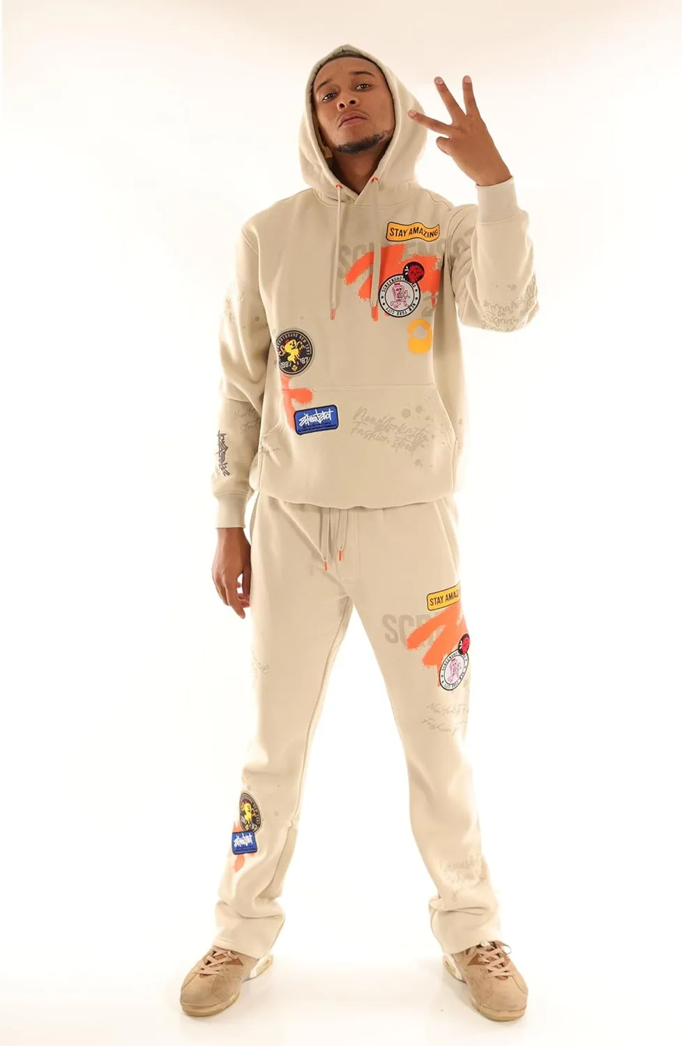 SCREENSHOT-Fleece Pants 4202 Mens Streetwear Urban Fit Fleece Pants - Stacked Fit Fashion Sweatpants Ribbed Wasteband