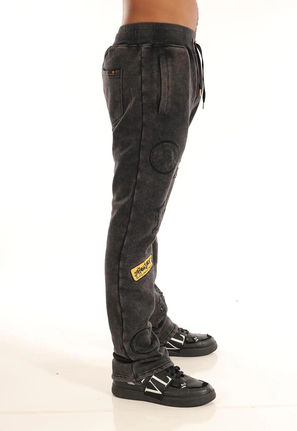 SCREENSHOT-Fleece Pants 4202 Mens Streetwear Urban Fit Fleece Pants - Stacked Fit Fashion Sweatpants Ribbed Wasteband