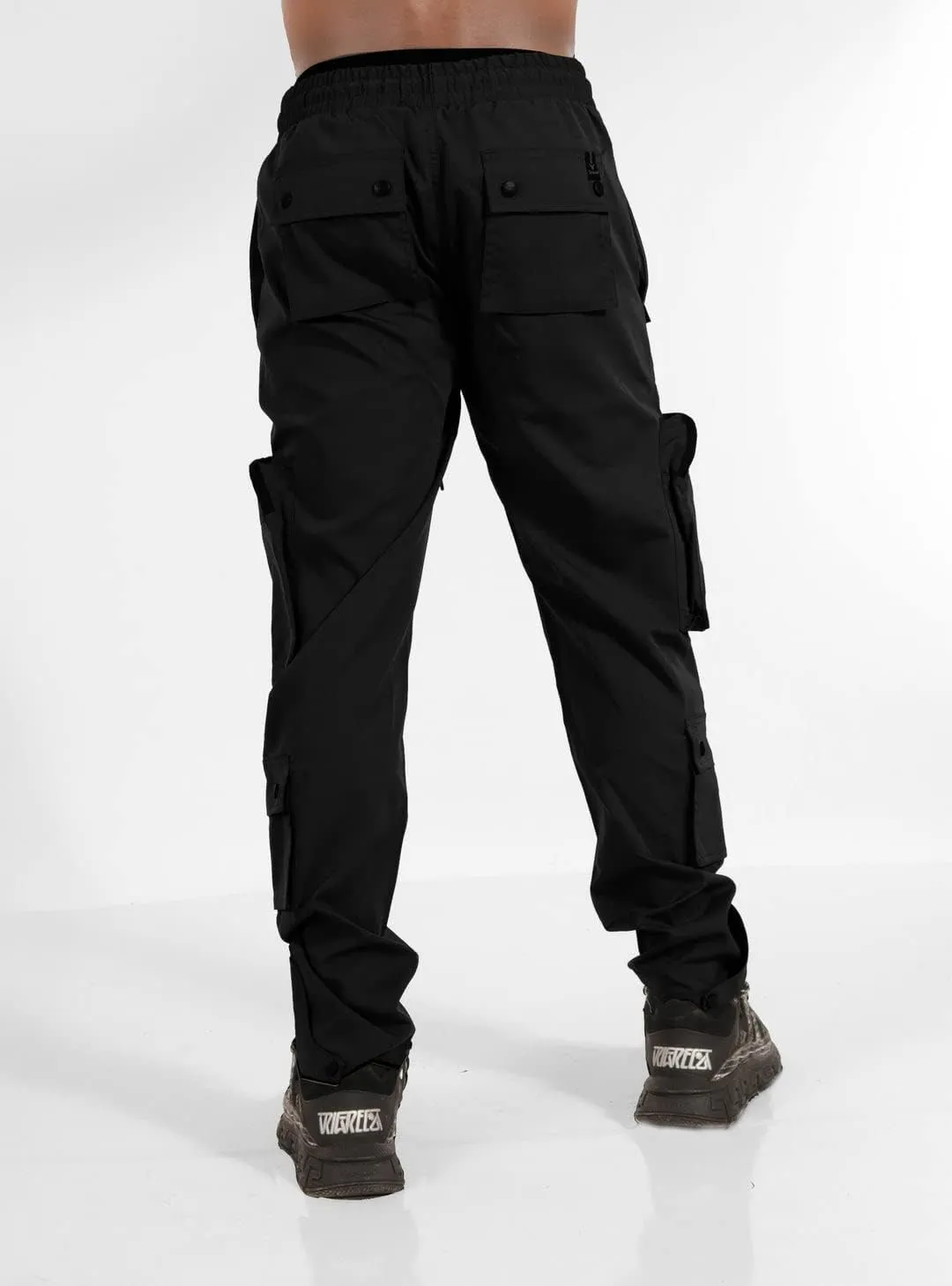 SCREENSHOT Mens Hip Hop Premium Multifunctional Utility Nylon Cargo Pants - Crisp Shell Fabric 3D Pockets Tapered Fit Bottoms