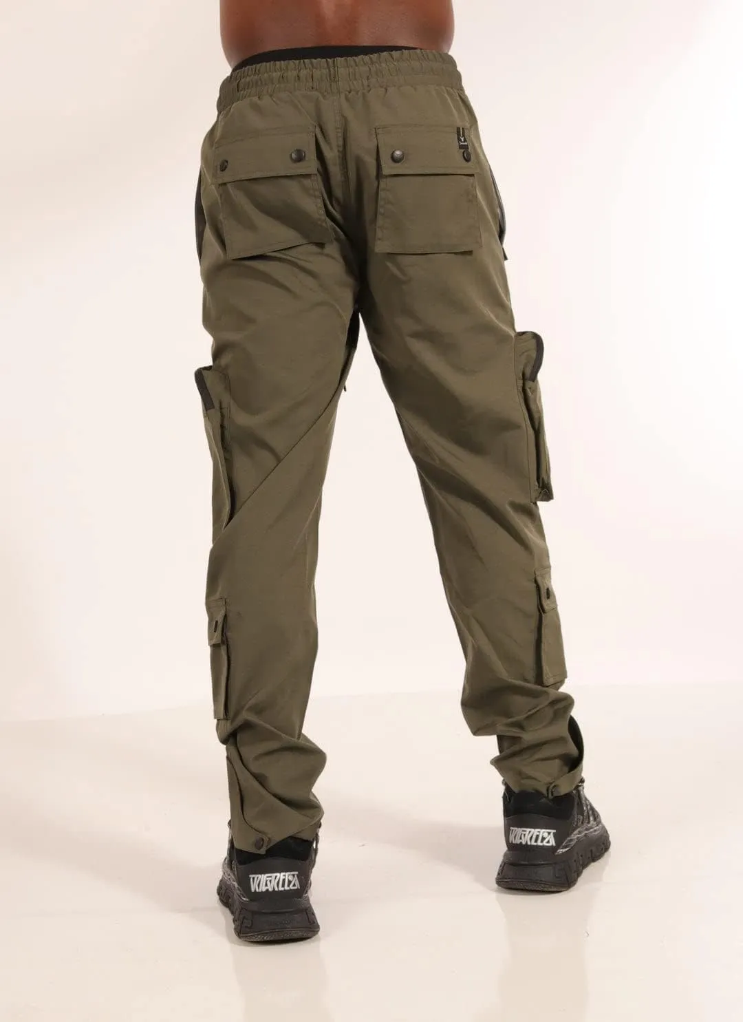 SCREENSHOT Mens Hip Hop Premium Multifunctional Utility Nylon Cargo Pants - Crisp Shell Fabric 3D Pockets Tapered Fit Bottoms