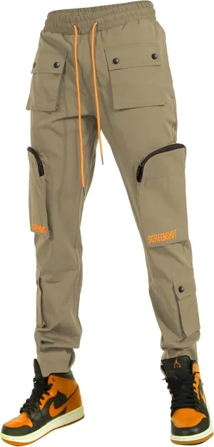 SCREENSHOT Mens Hip Hop Premium Multifunctional Utility Nylon Cargo Pants - Crisp Shell Fabric 3D Pockets Tapered Fit Bottoms