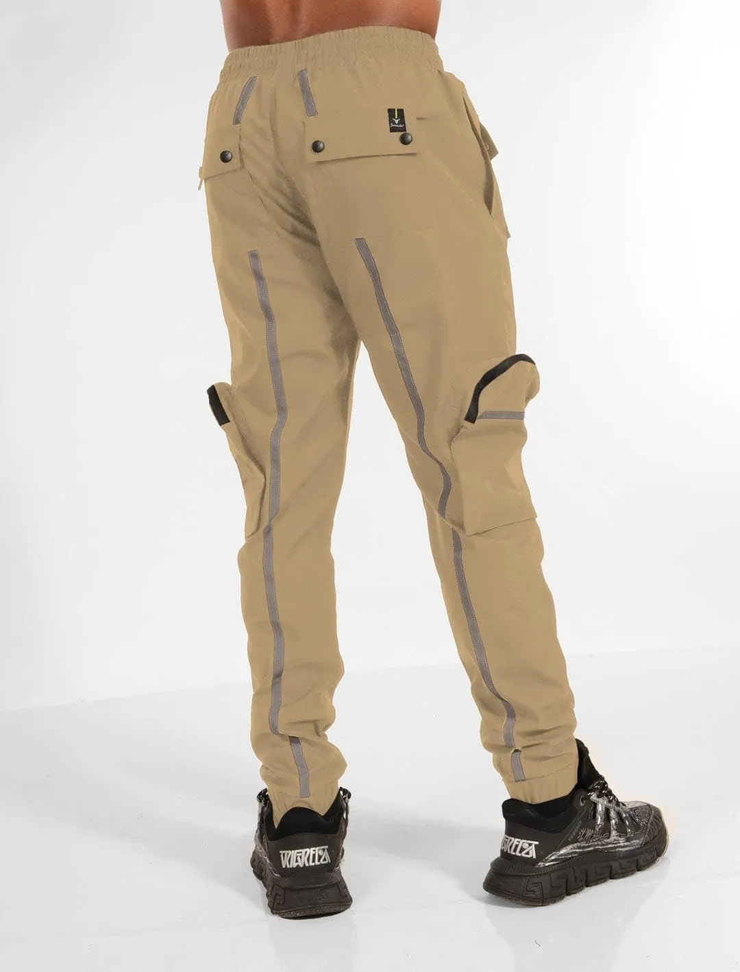 SCREENSHOT Mens Hip Hop Premium Multifunctional Utility Nylon Cargo Pants - Crisp Shell Fabric 3D Pockets Tapered Fit Bottoms
