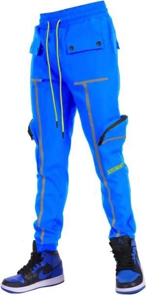 SCREENSHOT Mens Hip Hop Premium Multifunctional Utility Nylon Cargo Pants - Crisp Shell Fabric 3D Pockets Tapered Fit Bottoms