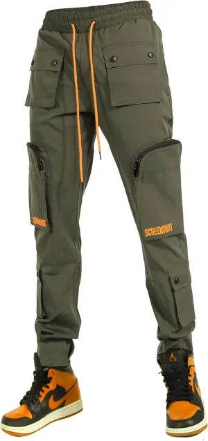 SCREENSHOT Mens Hip Hop Premium Multifunctional Utility Nylon Cargo Pants - Crisp Shell Fabric 3D Pockets Tapered Fit Bottoms