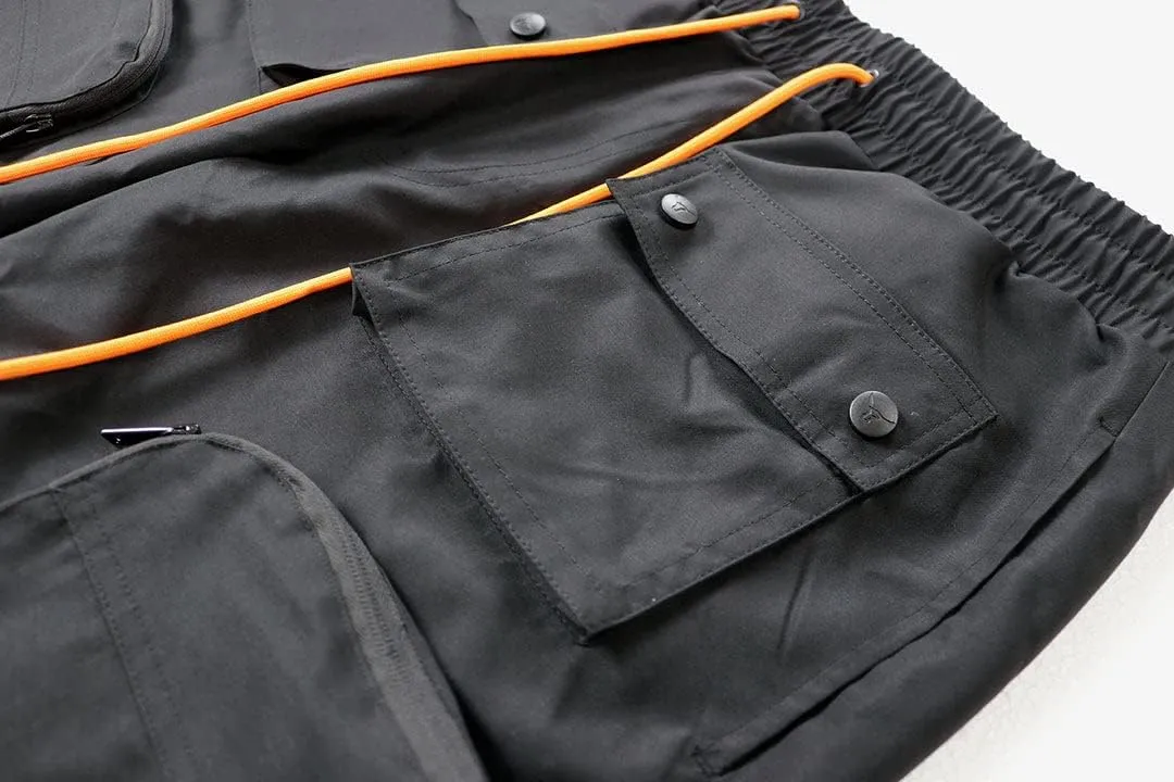 SCREENSHOT Mens Hip Hop Premium Multifunctional Utility Nylon Cargo Pants - Crisp Shell Fabric 3D Pockets Tapered Fit Bottoms