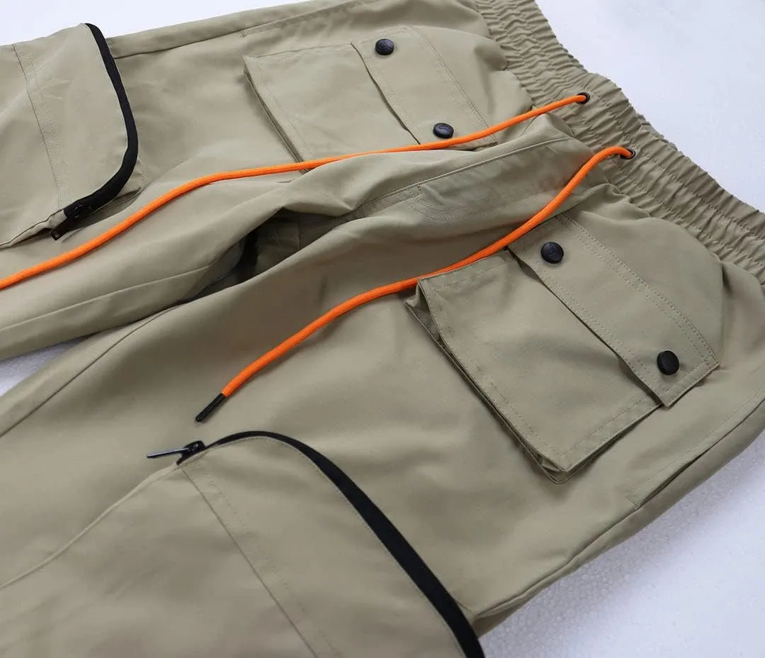 SCREENSHOT Mens Hip Hop Premium Multifunctional Utility Nylon Cargo Pants - Crisp Shell Fabric 3D Pockets Tapered Fit Bottoms