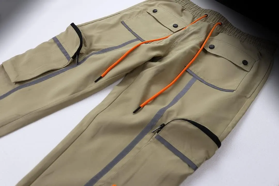SCREENSHOT Mens Hip Hop Premium Multifunctional Utility Nylon Cargo Pants - Crisp Shell Fabric 3D Pockets Tapered Fit Bottoms