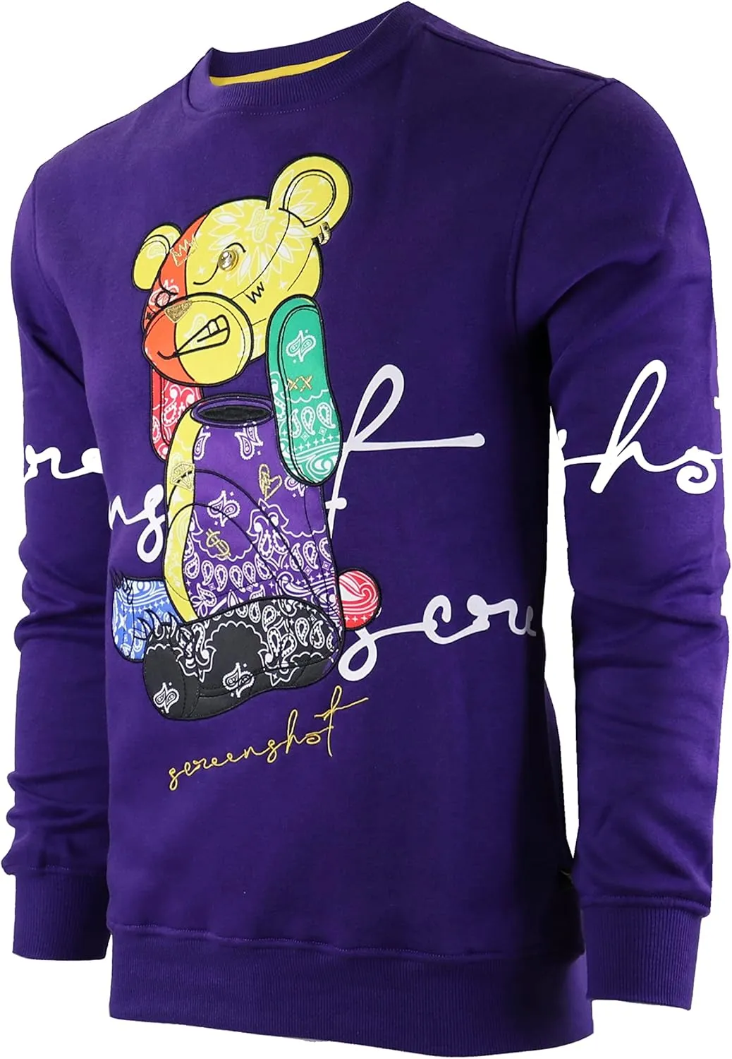 SCREENSHOT Mens Urban NYC Hip Hop Premium Fleece - Pullover Active Streetwear Fashion Crew Neck Sweatshirt