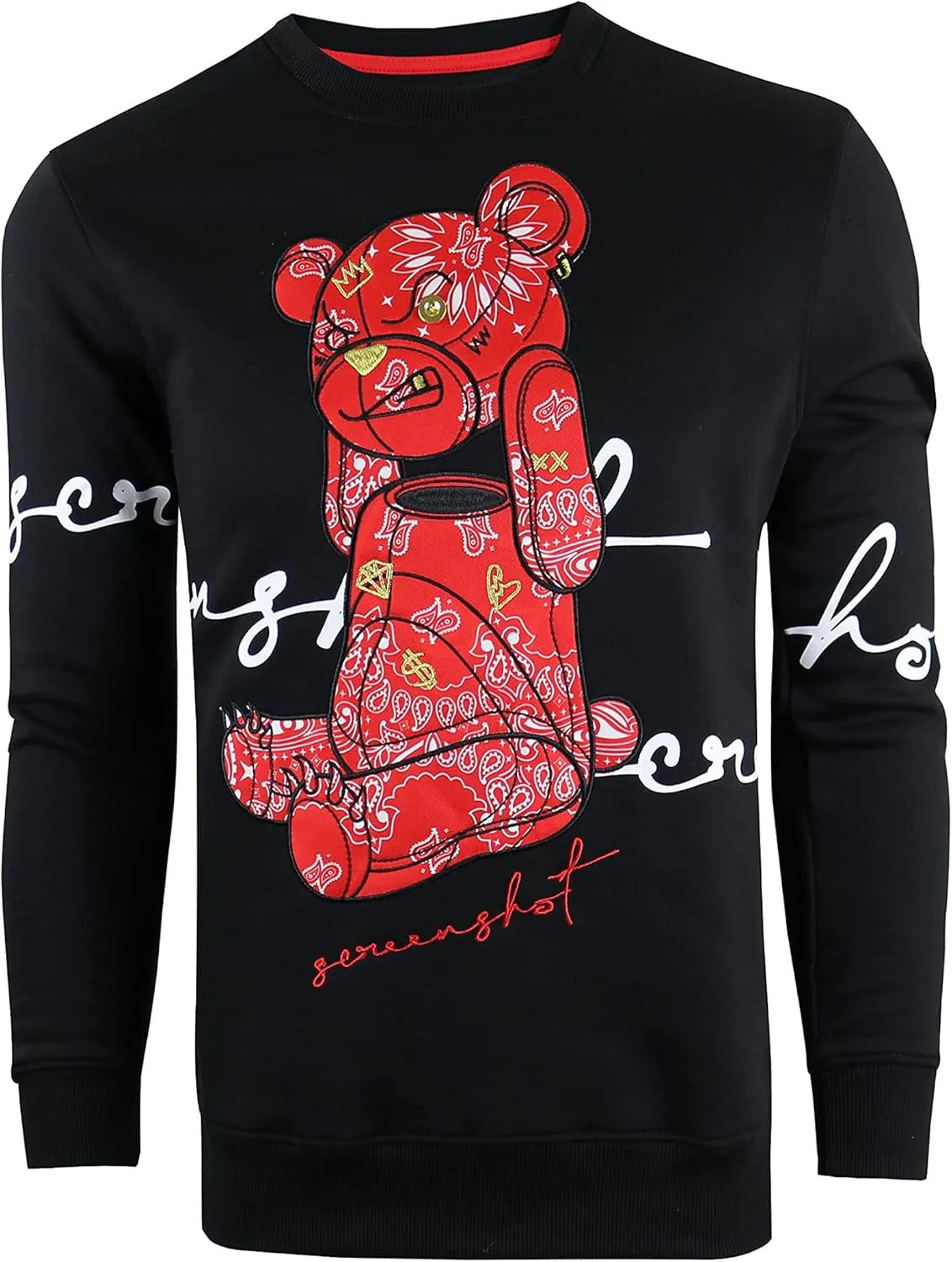 SCREENSHOT Mens Urban NYC Hip Hop Premium Fleece - Pullover Active Streetwear Fashion Crew Neck Sweatshirt