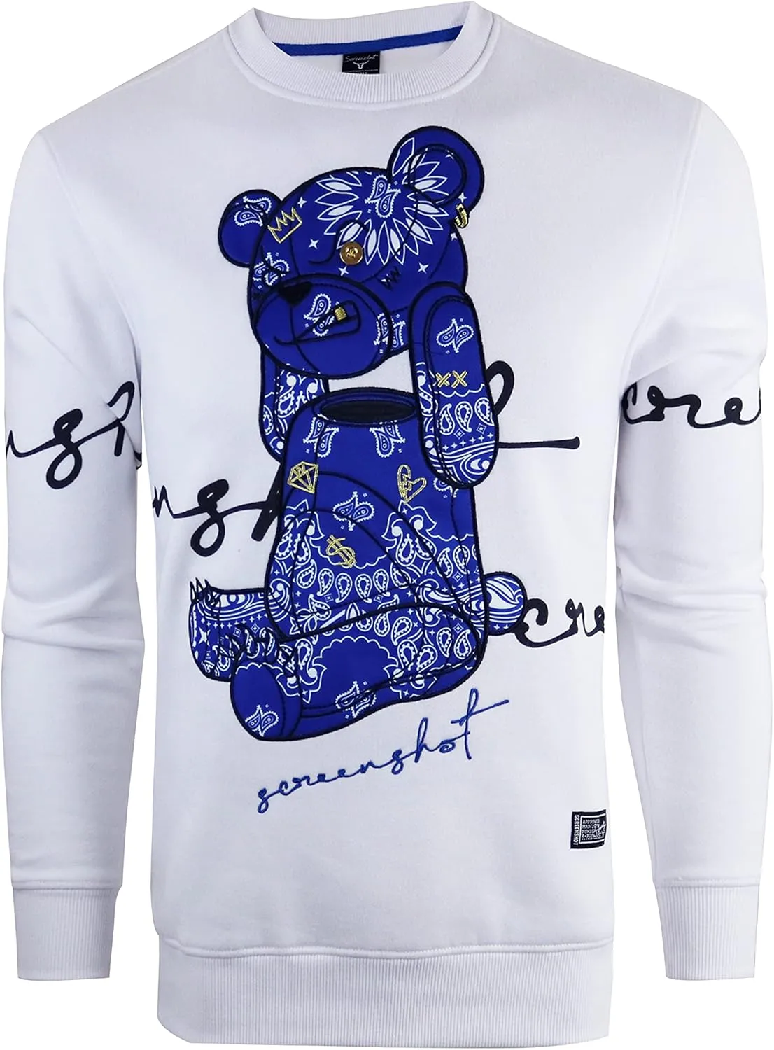 SCREENSHOT Mens Urban NYC Hip Hop Premium Fleece - Pullover Active Streetwear Fashion Crew Neck Sweatshirt