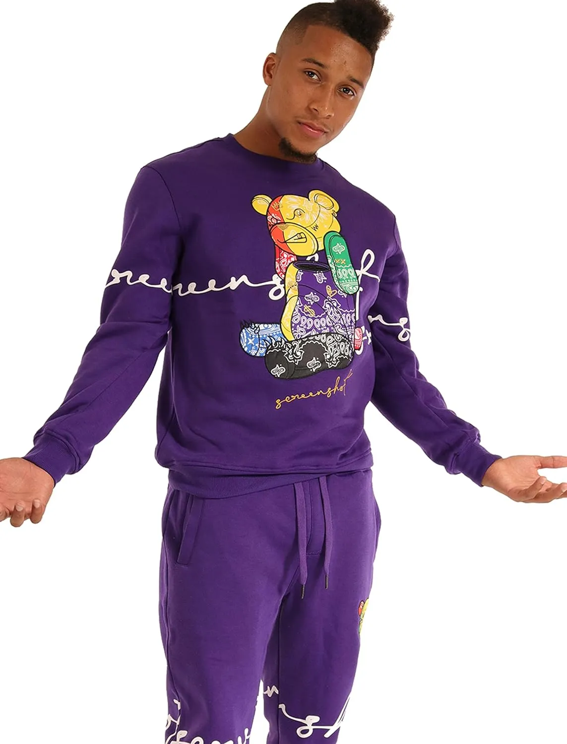 SCREENSHOT Mens Urban NYC Hip Hop Premium Fleece - Pullover Active Streetwear Fashion Crew Neck Sweatshirt