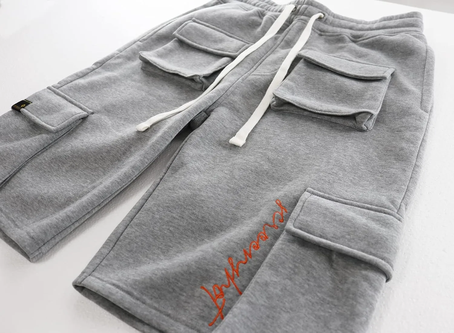 SCREENSHOT Mens Urban NYC Hip Hop Utility Fit Premium Fleece Shorts - Varsity Street Fashion SweatShorts Ribbed Wasteband