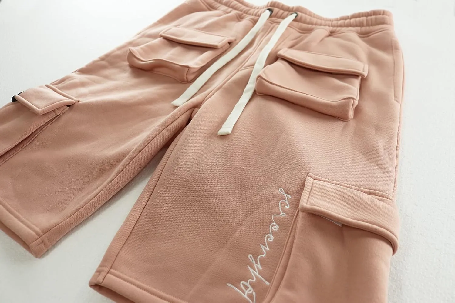 SCREENSHOT Mens Urban NYC Hip Hop Utility Fit Premium Fleece Shorts - Varsity Street Fashion SweatShorts Ribbed Wasteband