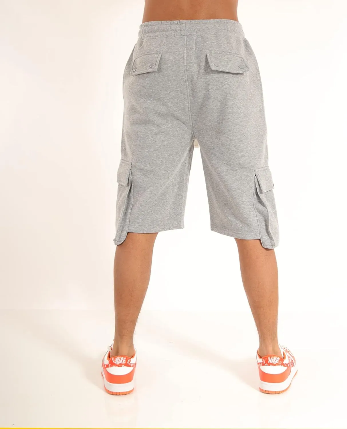 SCREENSHOT Mens Urban NYC Hip Hop Utility Fit Premium Fleece Shorts - Varsity Street Fashion SweatShorts Ribbed Wasteband