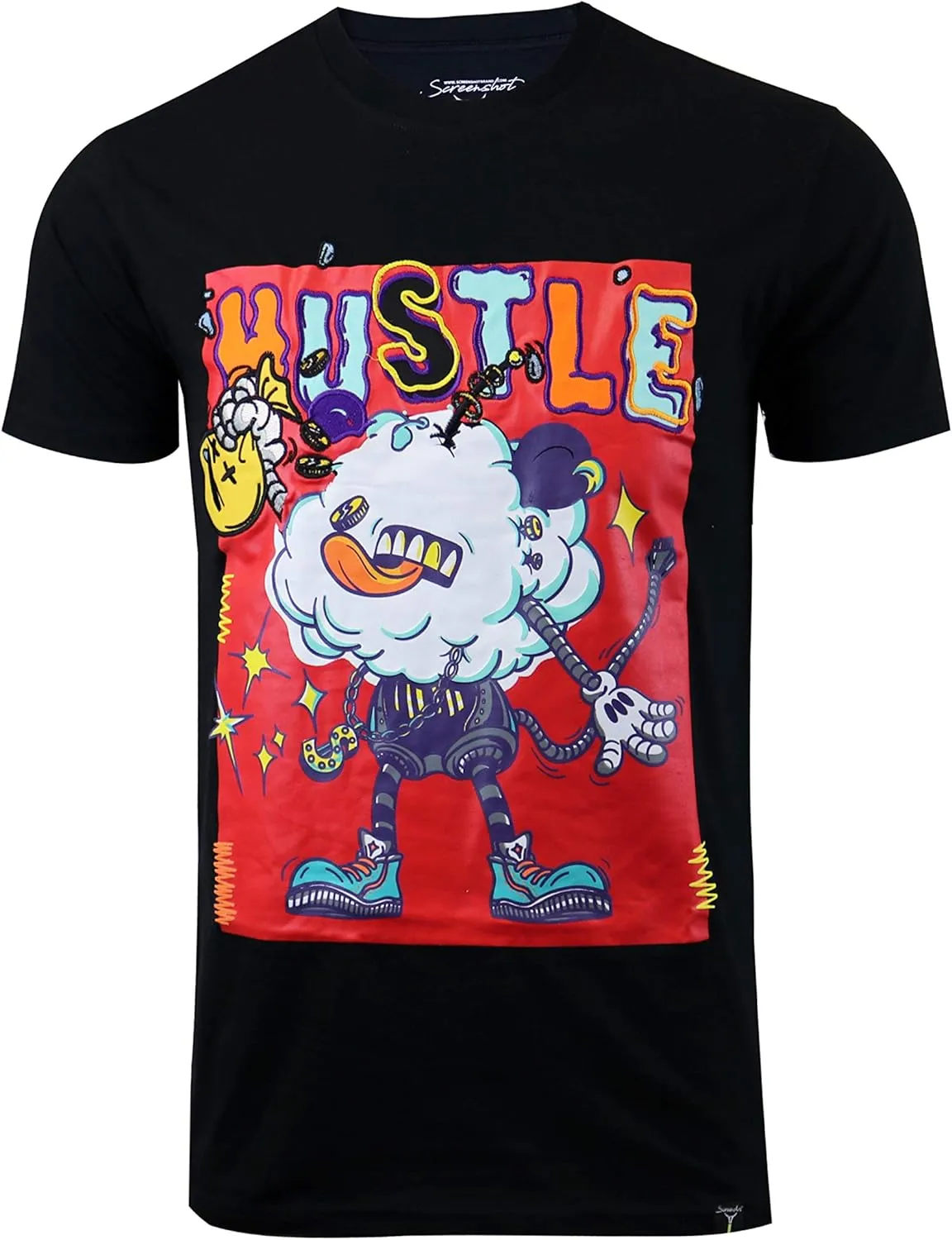 Screenshotbrand Mens Hipster Hip-Hop Urban Tees - NYC Street Fashion Graffiti Animation Print T-Shirt