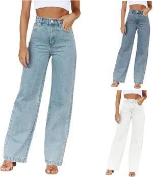 sdbrld Cargo Pants Women Adjustable Waist XXL Multiple Pocket Relaxed Fit Straight Wide Leg Y2K Pants Trousers Fashion Jeans