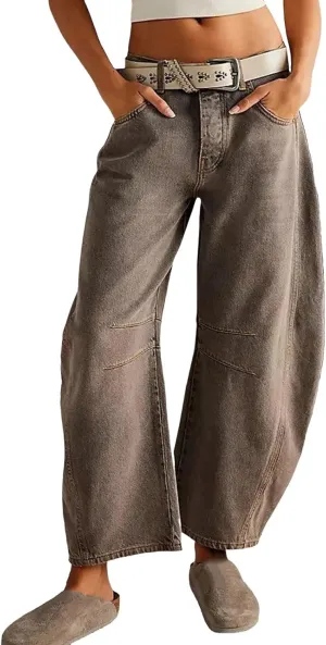 sdbrld Cargo Pants Women Adjustable Waist XXL Multiple Pocket Relaxed Fit Straight Wide Leg Y2K Pants Trousers Fashion Jeans