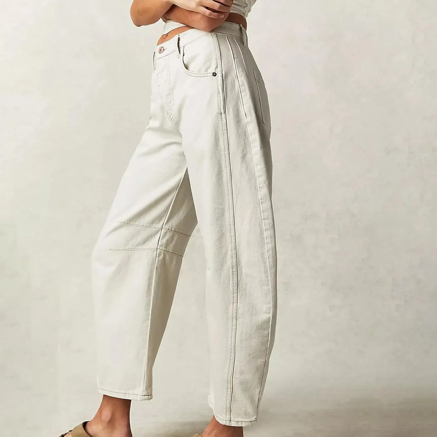 sdbrld Cargo Pants Women Adjustable Waist XXL Multiple Pocket Relaxed Fit Straight Wide Leg Y2K Pants Trousers Fashion Jeans