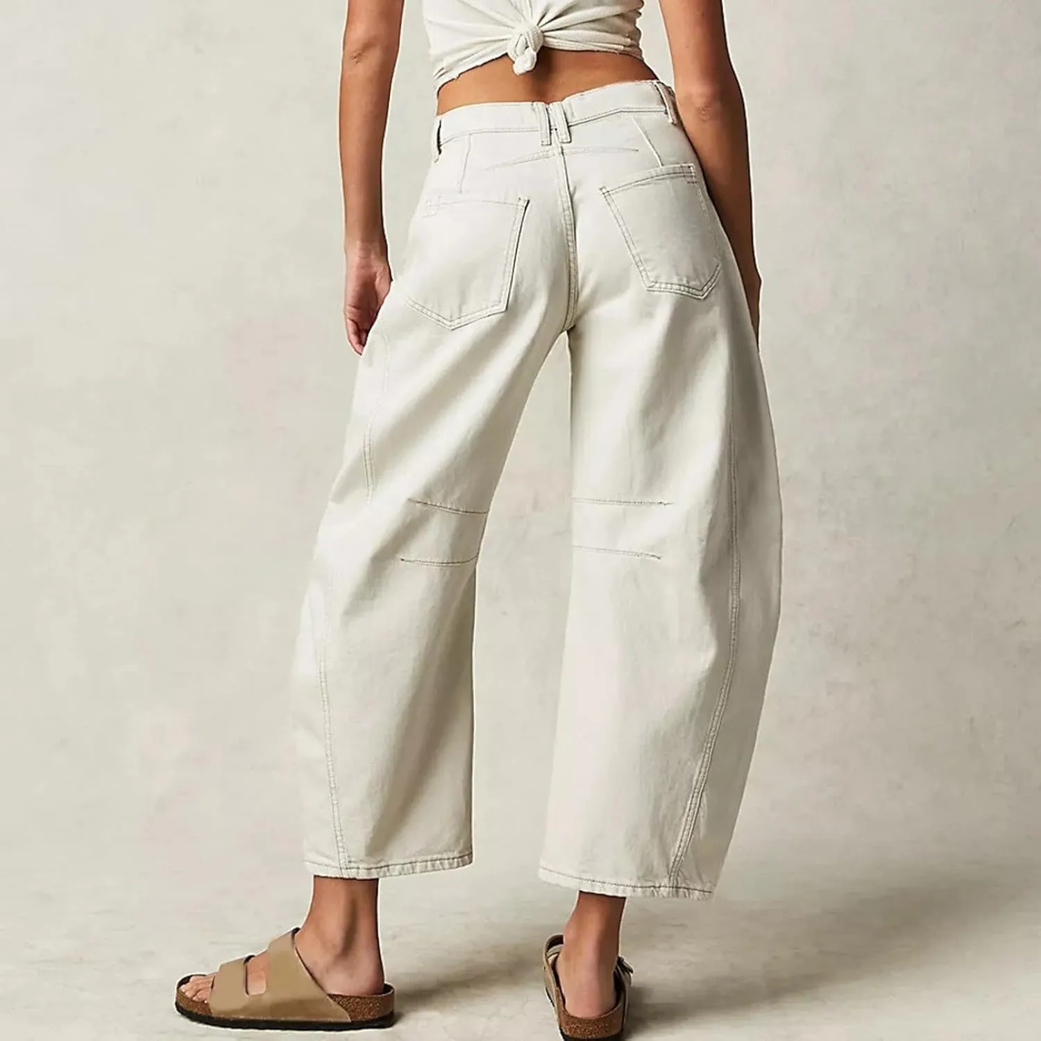 sdbrld Cargo Pants Women Adjustable Waist XXL Multiple Pocket Relaxed Fit Straight Wide Leg Y2K Pants Trousers Fashion Jeans