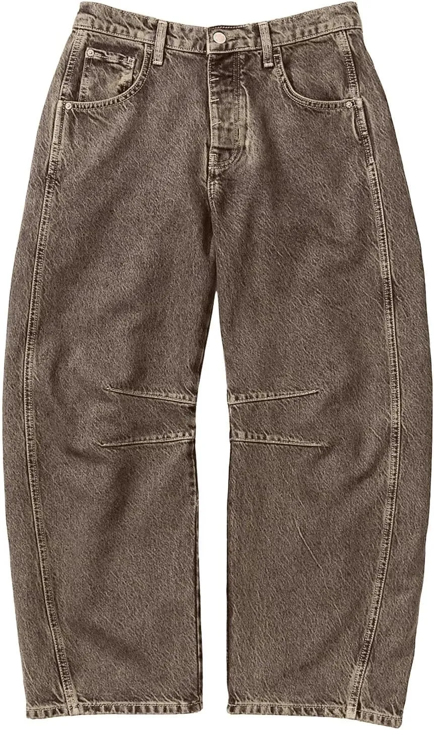sdbrld Cargo Pants Women Adjustable Waist XXL Multiple Pocket Relaxed Fit Straight Wide Leg Y2K Pants Trousers Fashion Jeans