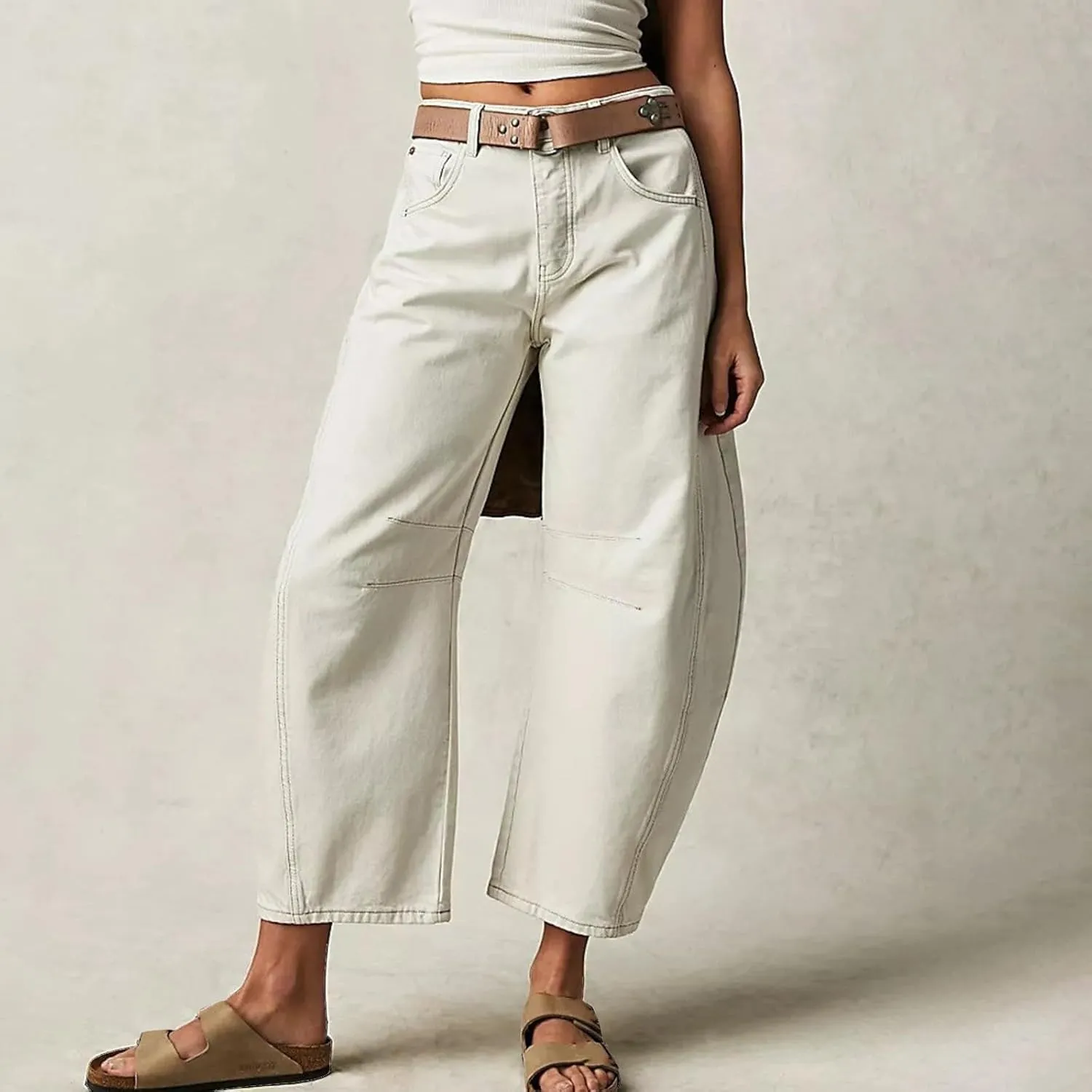 sdbrld Cargo Pants Women Adjustable Waist XXL Multiple Pocket Relaxed Fit Straight Wide Leg Y2K Pants Trousers Fashion Jeans
