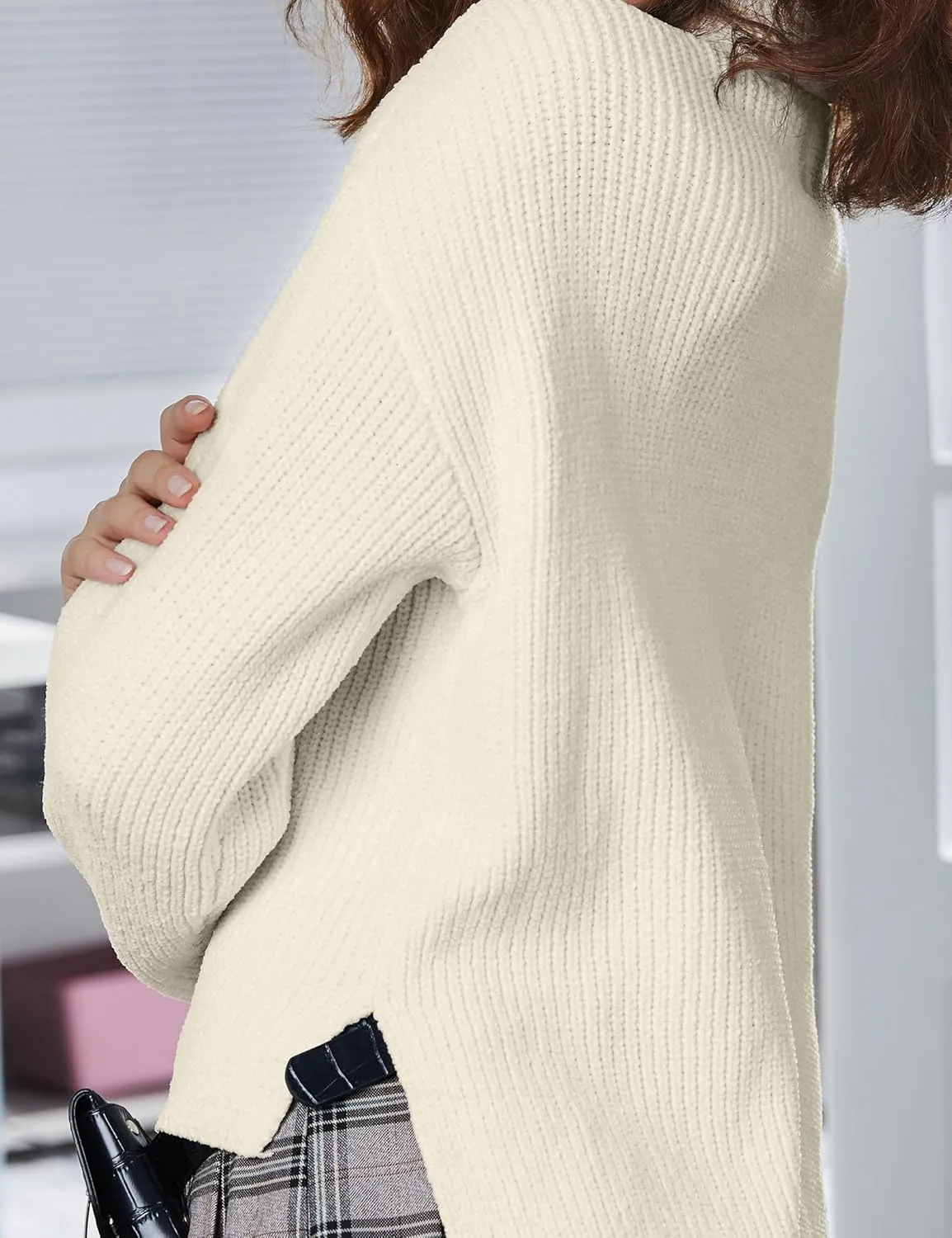 S·DEER Women's Turtleneck Long Sleeve Sweater Knit Pullover Cropped Sweaters Casual Loose Fall Winter Jumper Tops